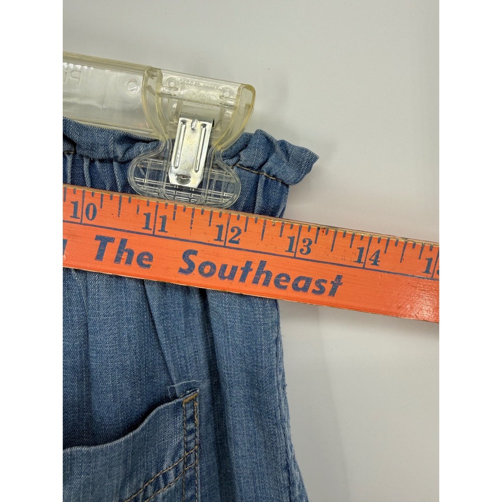 Knox Rose Paperbag Waist Pants Women XS Blue Denim Wide Leg Belted Lyocell - Picture 10 of 10